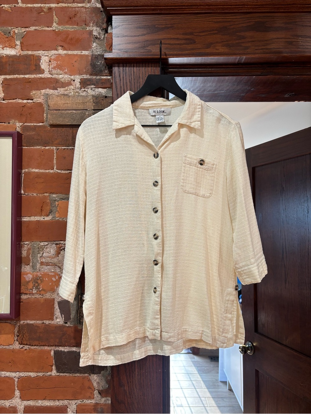 Vintage Silk Ivory Cream Button-Up Shirt